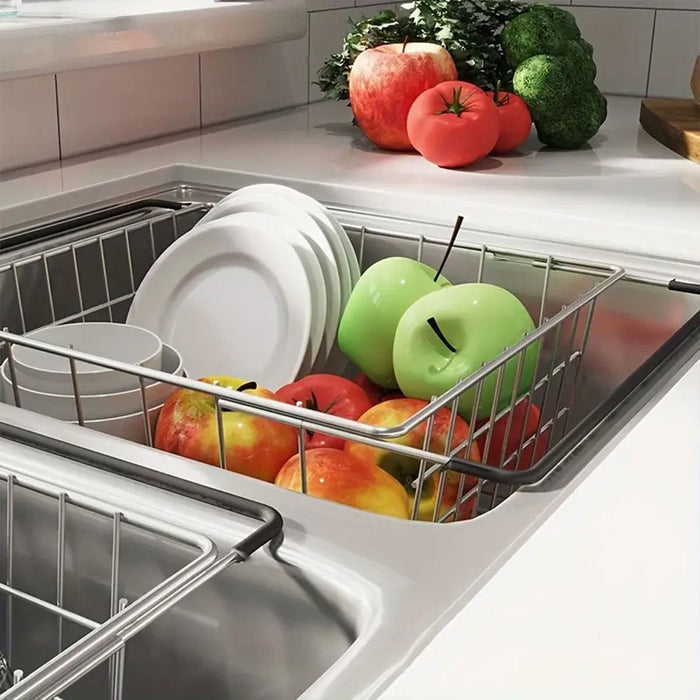 Stainless Steel Telescopic Sink Draining Basket Rack