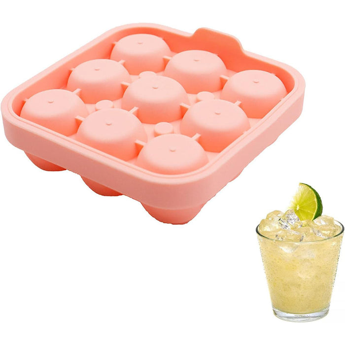 9 Cavity Rose Ice Ball Mould Food Grade Silicone Pink