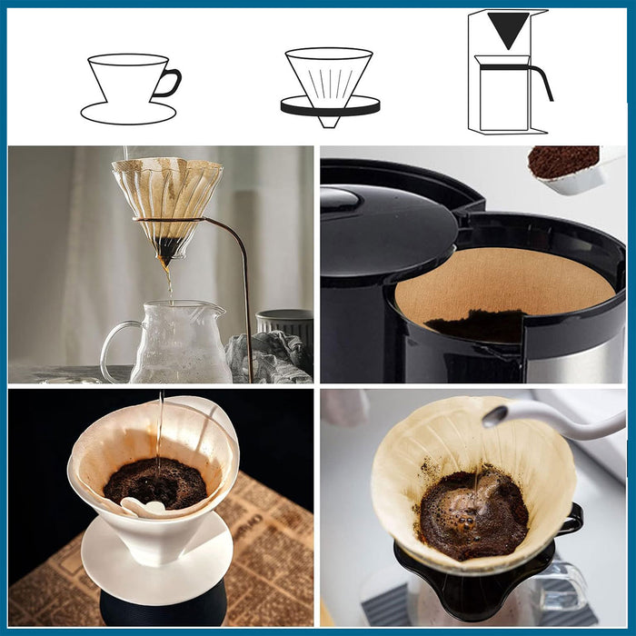 100 Pcs Conical Coffee Filter Paper Virgin Wood Pulp