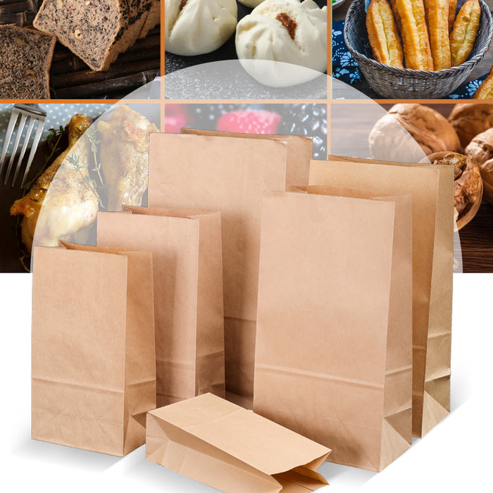 500 Pcs Food Grade Kraft Paper Bags for Bakery and Gift Packaging