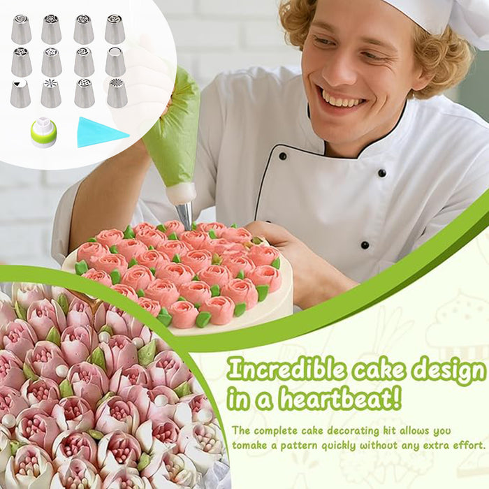 14 Or 32 Pcs Russian Piping Tips Set 430 Steel with 14in Bag