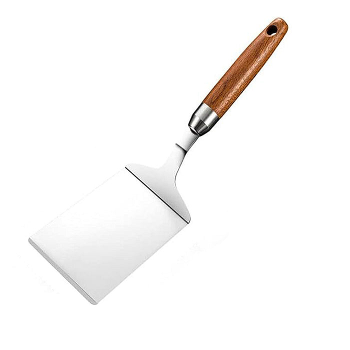 Stainless Steel Cooking Spatula Wide Blade Wooden Handle