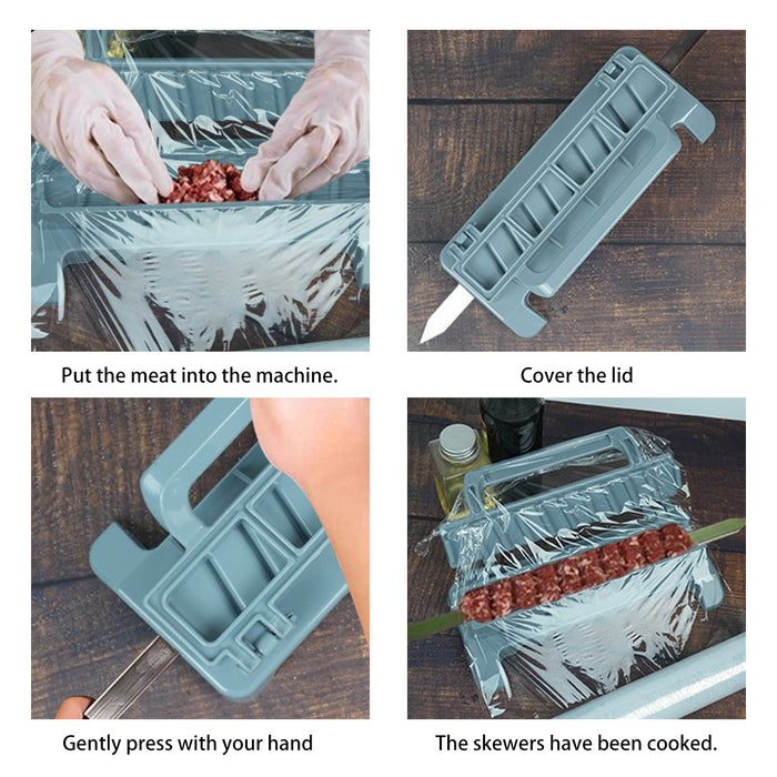 Foldable Barbecue Mold Skewer Maker with Flip Cover Grey