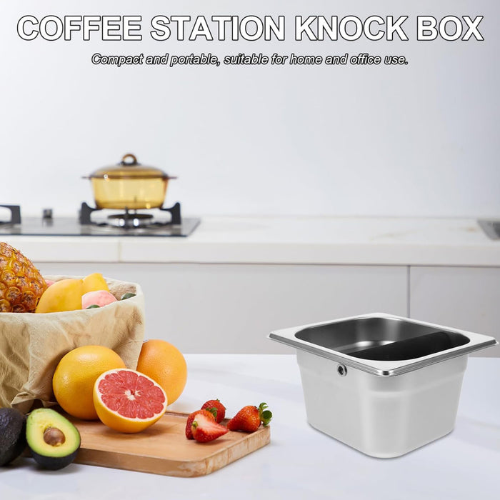 Stainless Steel Coffee Grounds Bucket with Rubber Buffer Rod