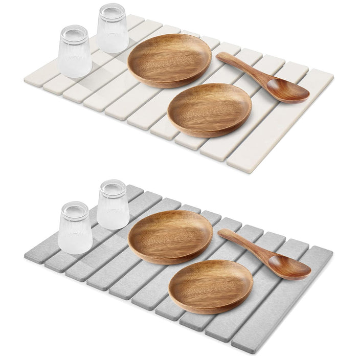 Diatom Mud Foldable Dish Drying Pad Non-Slip Absorbent Kitchen Mat 60x39cm