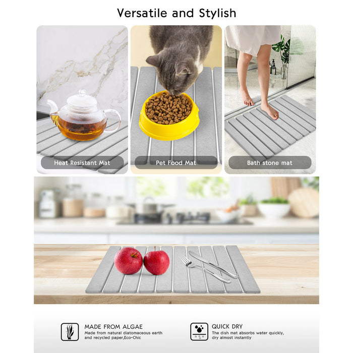 Diatom Mud Foldable Dish Drying Pad Non-Slip Absorbent Kitchen Mat 60x39cm