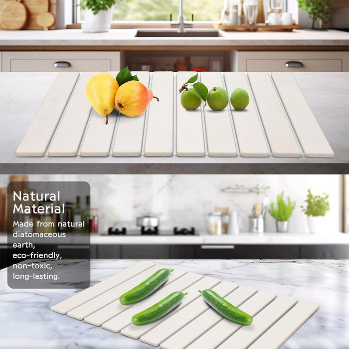 Diatom Mud Foldable Dish Drying Pad Non-Slip Absorbent Kitchen Mat 60x39cm
