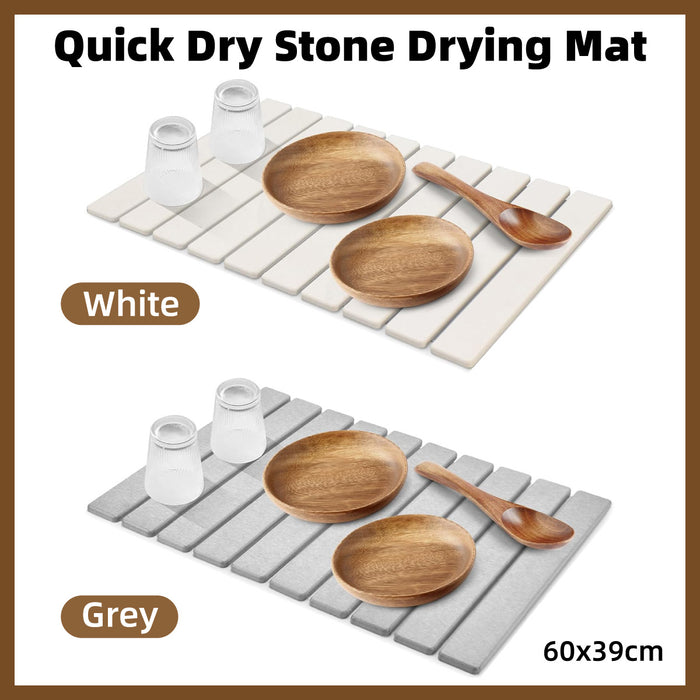 Diatom Mud Foldable Dish Drying Pad Non-Slip Absorbent Kitchen Mat 60x39cm