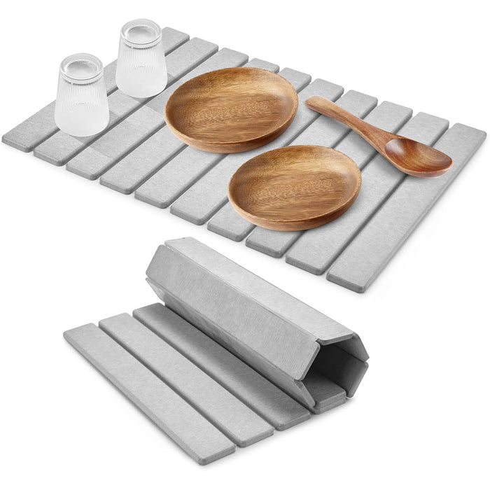 Diatom Mud Foldable Dish Drying Pad Non-Slip Absorbent Kitchen Mat 60x39cm