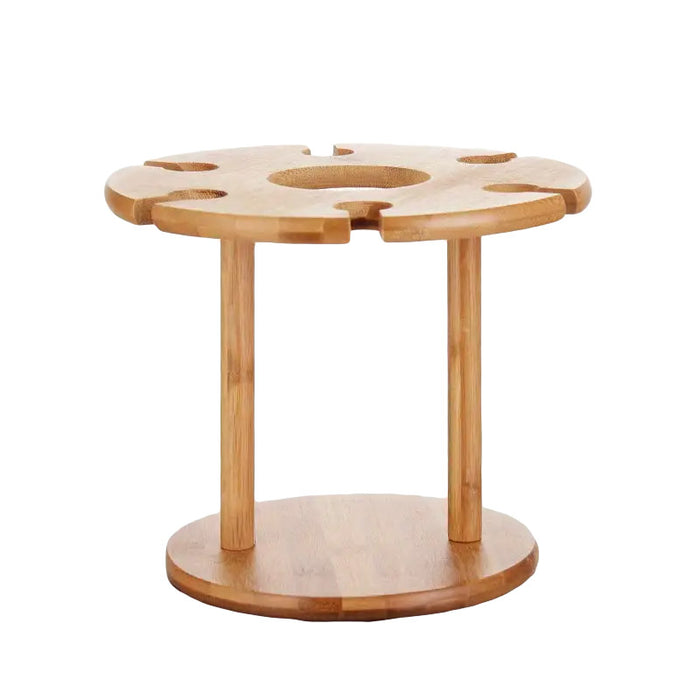 6-Hook Bamboo Wine Glass Holder Inverted Hanging Rack