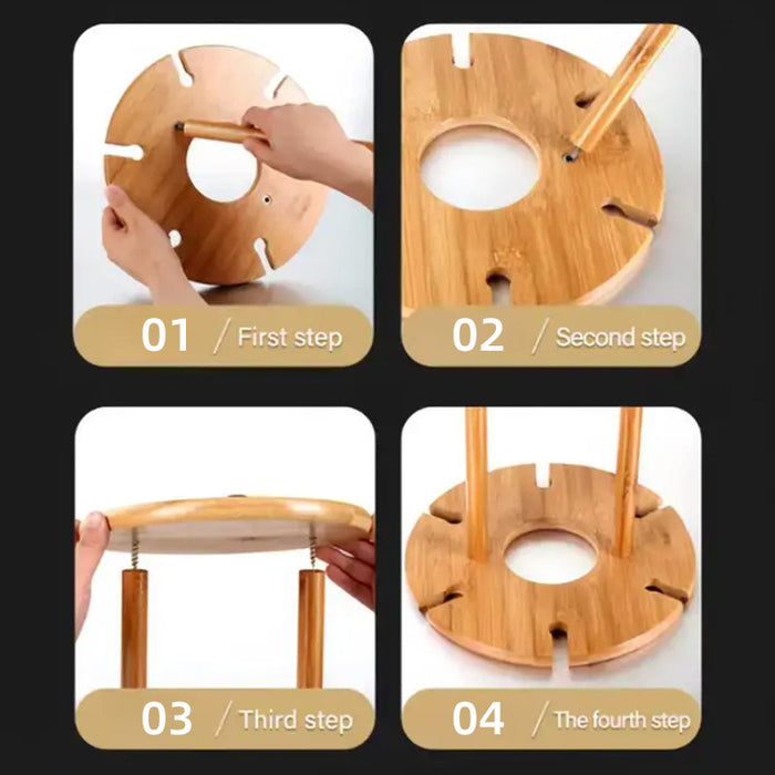 6-Hook Bamboo Wine Glass Holder Inverted Hanging Rack