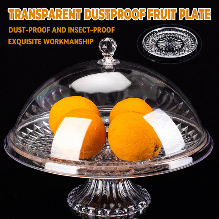 Transparent Fruit Plate with Dome Lid 31.5 cm Food Grade Plastic Pedestal