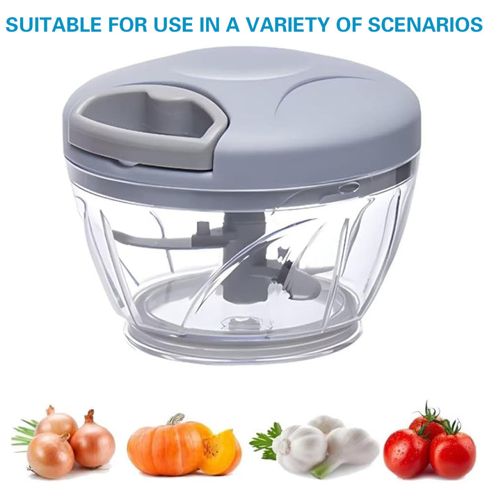 500ml Manual Food Chopper with Pull Handle and Steel Blades