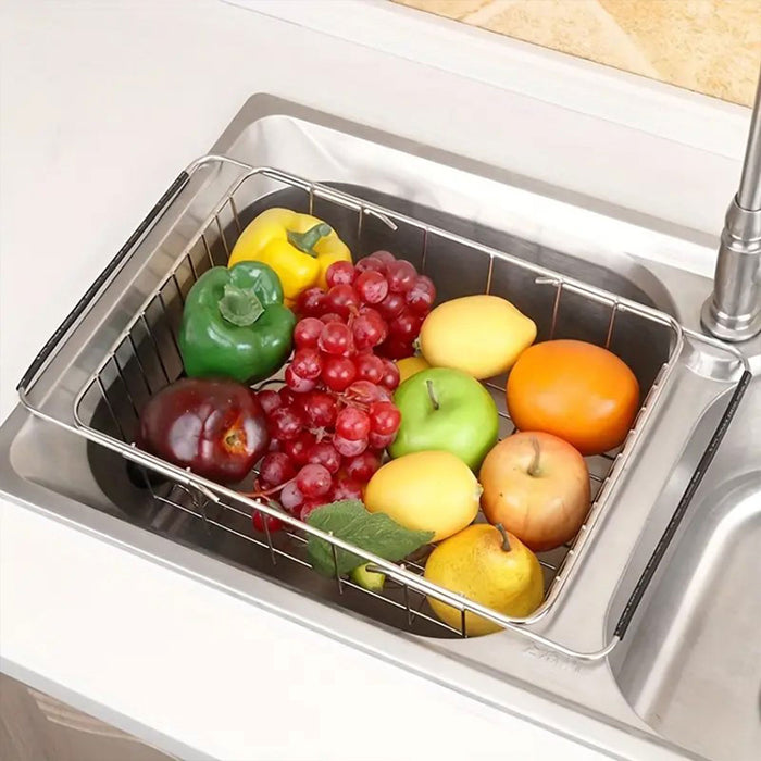 Stainless Steel Telescopic Sink Draining Basket Rack