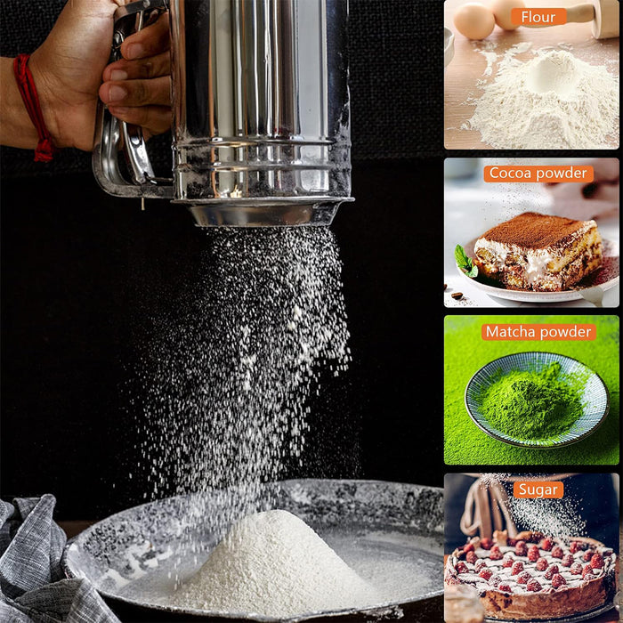 Stainless Steel Handheld Flour Sifter with Double-Layer Mesh for Baking