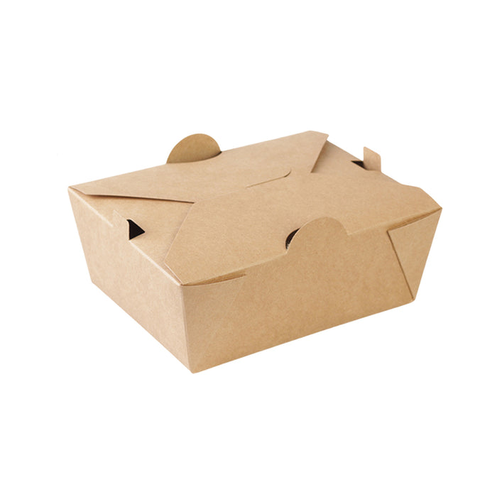 50PCS Disposable Kraft Paper Food Boxes, PE-Coated, Leak-Resistant, 750ml/1400ml