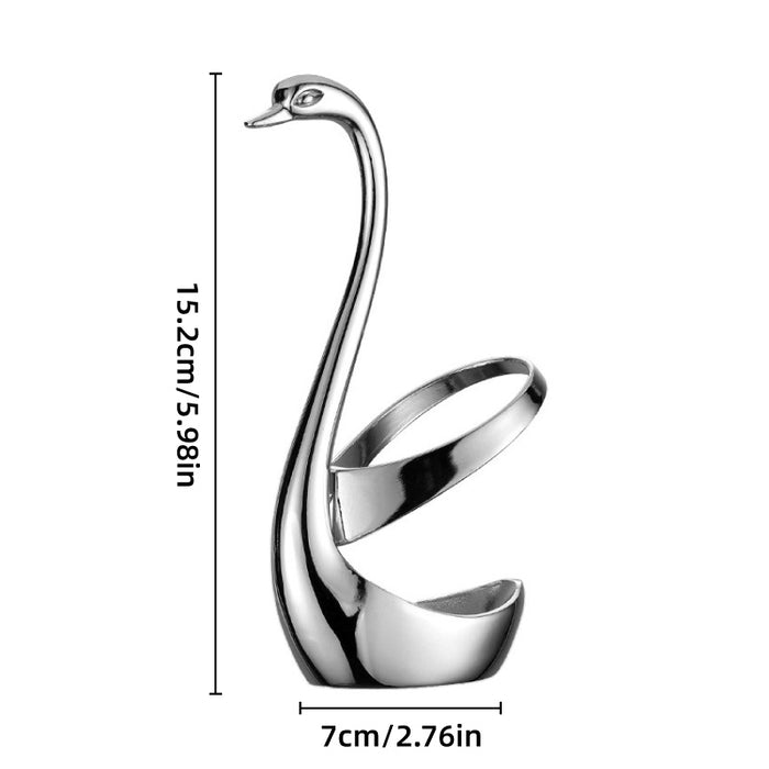 2pcs Stainless Steel Swan Base Vertical Plate Cutlery Holder for Fork & Spoon