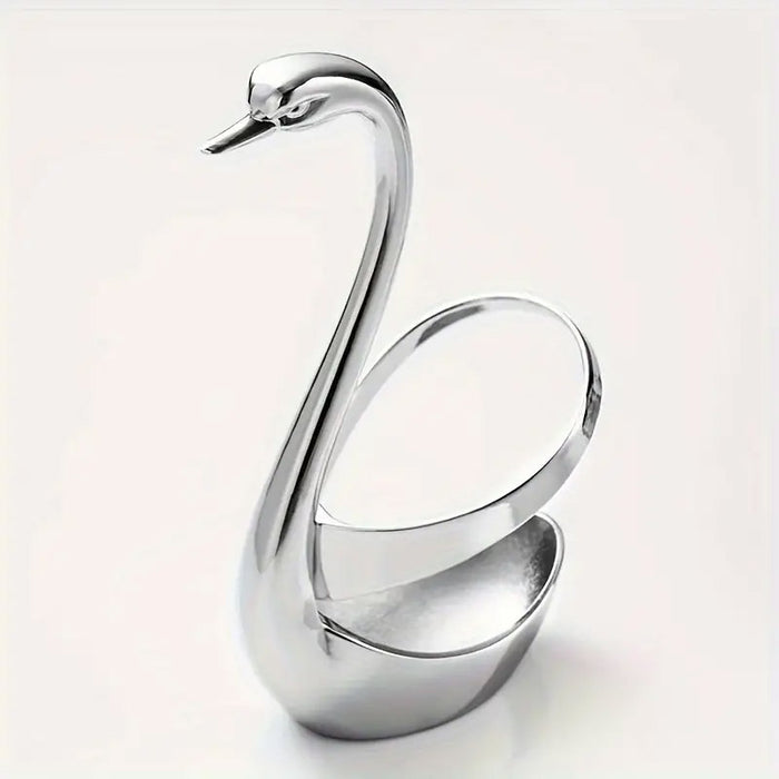 2pcs Stainless Steel Swan Base Vertical Plate Cutlery Holder for Fork & Spoon