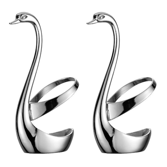 2pcs Stainless Steel Swan Base Vertical Plate Cutlery Holder for Fork & Spoon