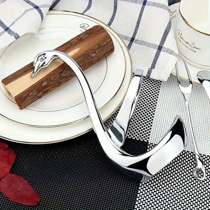 2pcs Stainless Steel Swan Base Vertical Plate Cutlery Holder for Fork & Spoon