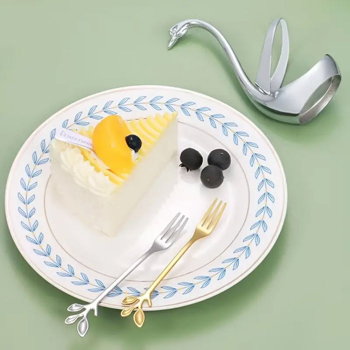 2pcs Stainless Steel Swan Base Vertical Plate Cutlery Holder for Fork & Spoon