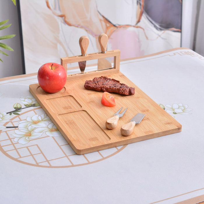 Bamboo Chopping Board Cheese Board Set with Knife Kitchen Charcuterie Serving