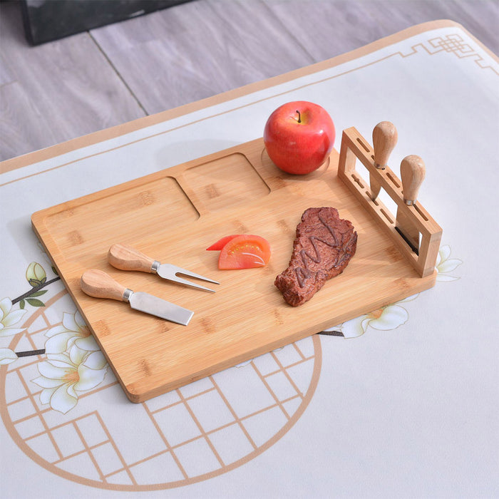 Bamboo Chopping Board Cheese Board Set with Knife Kitchen Charcuterie Serving