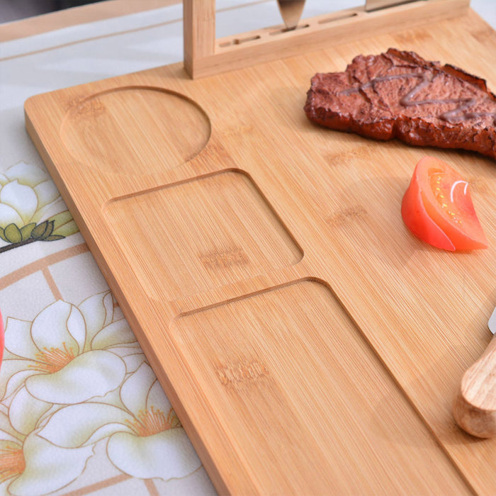 Bamboo Chopping Board Cheese Board Set with Knife Kitchen Charcuterie Serving