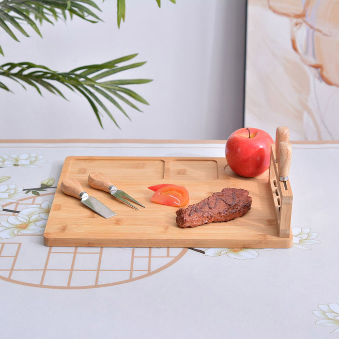 Bamboo Chopping Board Cheese Board Set with Knife Kitchen Charcuterie Serving