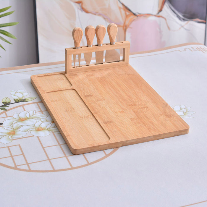 Bamboo Chopping Board Cheese Board Set with Knife Kitchen Charcuterie Serving