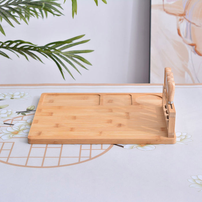 Bamboo Chopping Board Cheese Board Set with Knife Kitchen Charcuterie Serving