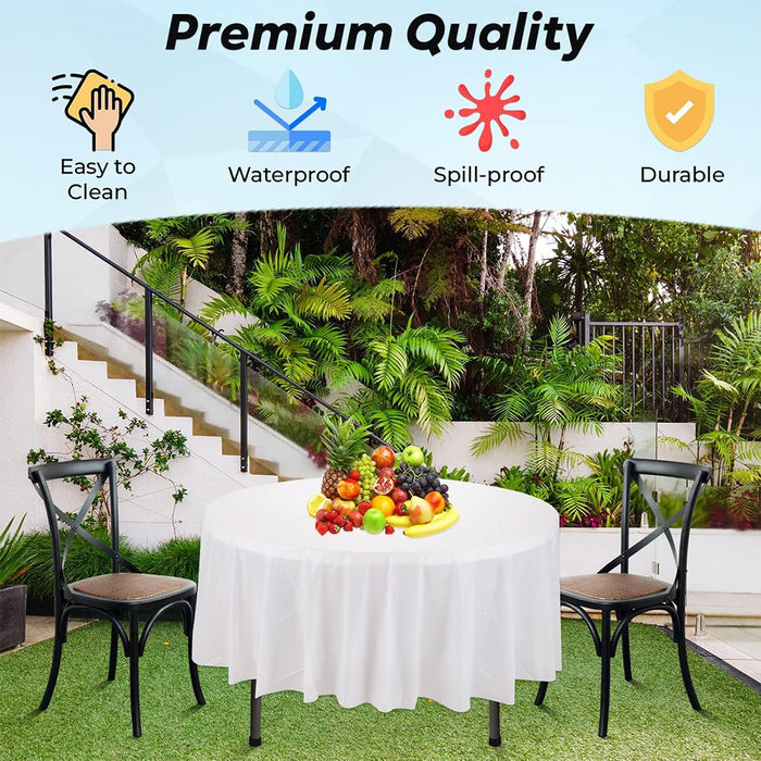 10 Pcs Round PEVA Tablecloths Waterproof Oil-Resistant 213 cm