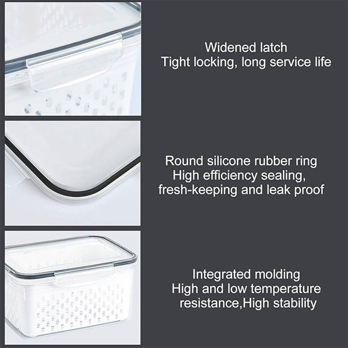 3 Piece Food Storage Container Set With Draining Baskets