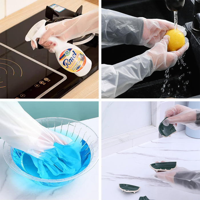 50 Pcs Waterproof Extended Arm Household Cleaning Gloves 60cm
