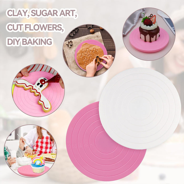 Mini Cake Turntable 14cm with Silicone Base and Scale Markings