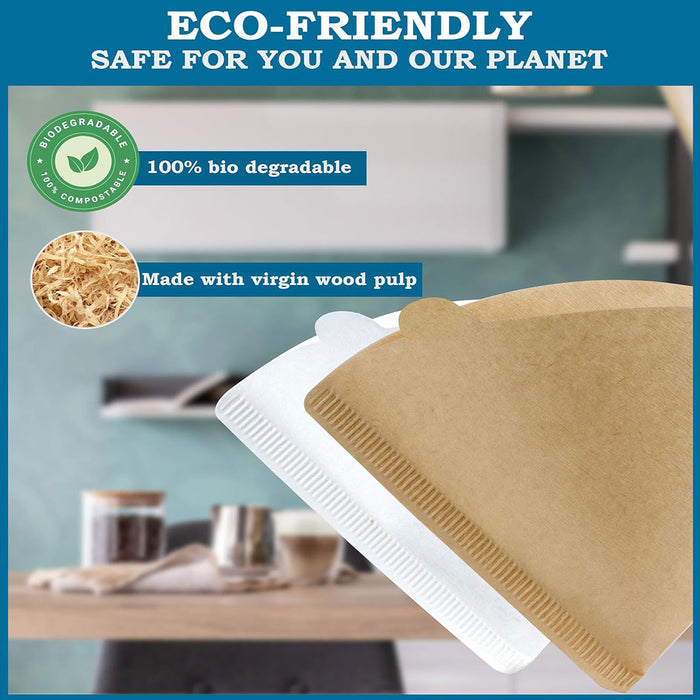 100 Pcs Conical Coffee Filter Paper Virgin Wood Pulp