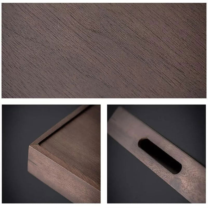 Bamboo Tea Serving Tray Walnut Colour with Handles