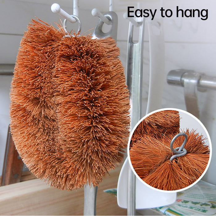 3 Pcs Coconut Fibre Kitchen Dish Cleaning Brush with Hanging Loop 10 x 9 cm