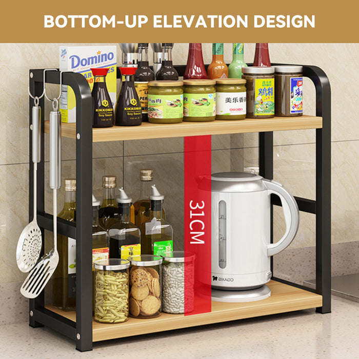 2 Tier Kitchen Storage Rack Steel Frame Board 50cm