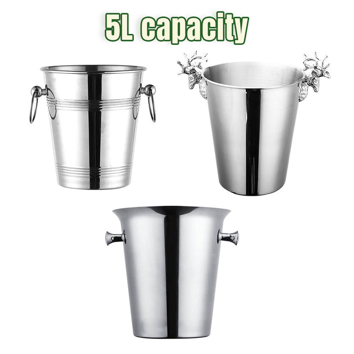 5L Stainless Steel Ice Bucket with Double Insulated Wall