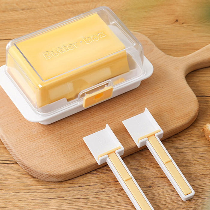 Butter Storage Box with Spoon Airtight Grid PP 280g