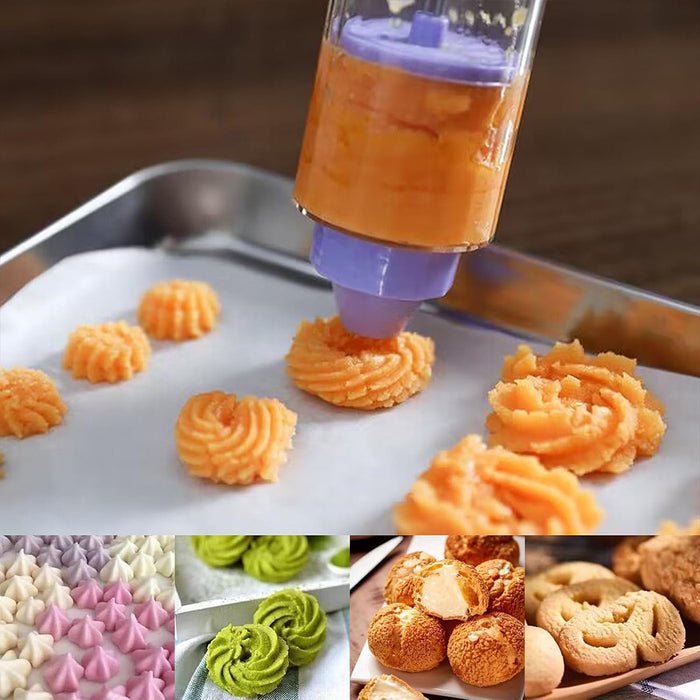 Cookie Decorating Gun Set Food-Grade PP with 10 Molds and 8 Tips