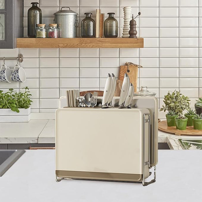 1 Pc Draining Countertop Knife Cutlery Storage Rack Coffee Brown