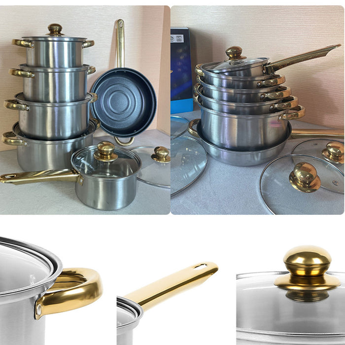 12 Pcs Stainless Steel Cookware Set Non-Stick Pots and Pans