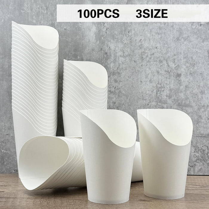 100 Pcs French Fry Cups White Oil Resistant 12oz 14oz 16oz