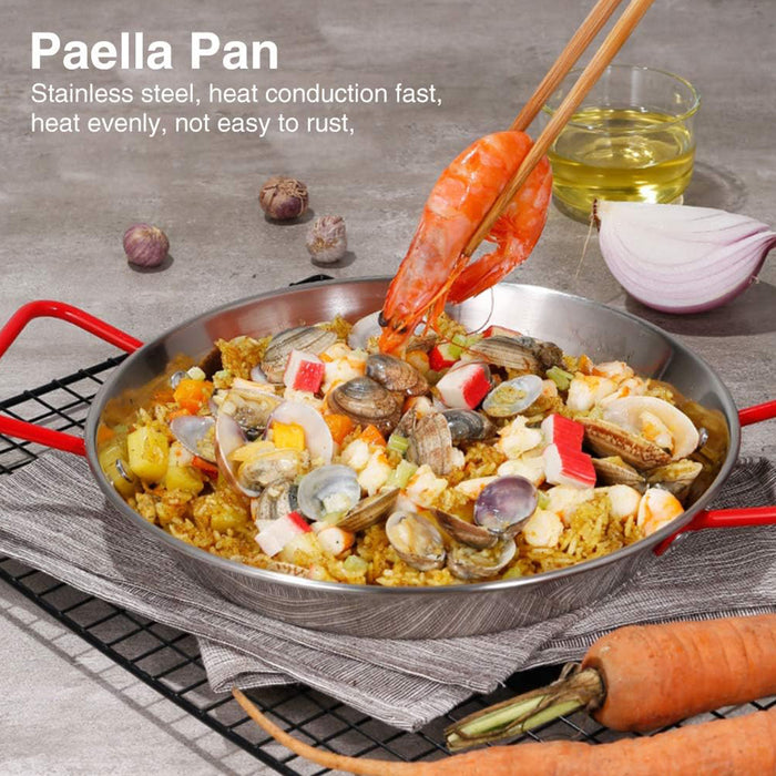 Stainless Steel Seafood Plate with Red Handle 304 Food-Grade 24 to 30 cm