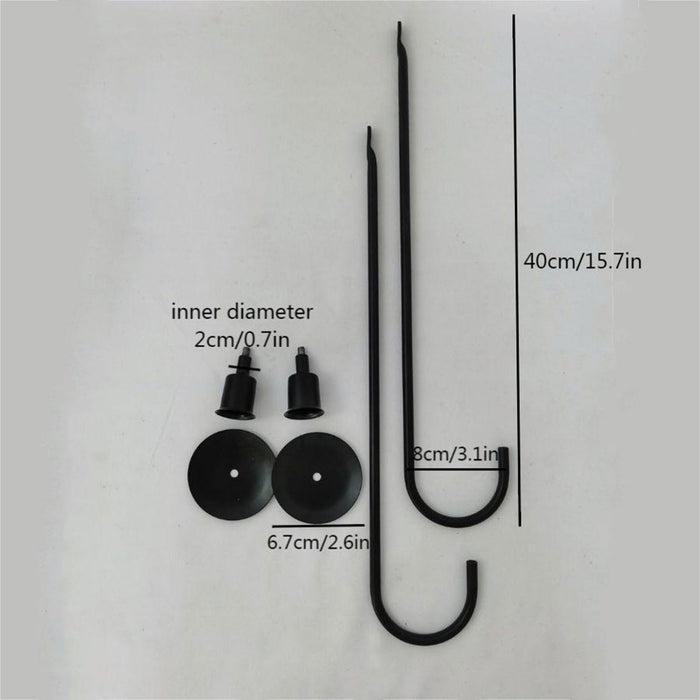 2PCS Black Metal Wall Mounted Iron Candlestick Holder L Shape Modern Home Decor