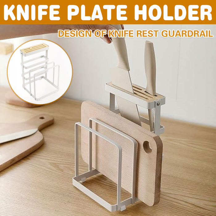 Kitchen Storage Rack Iron Bamboo Multi Slot Holder 21.4cm