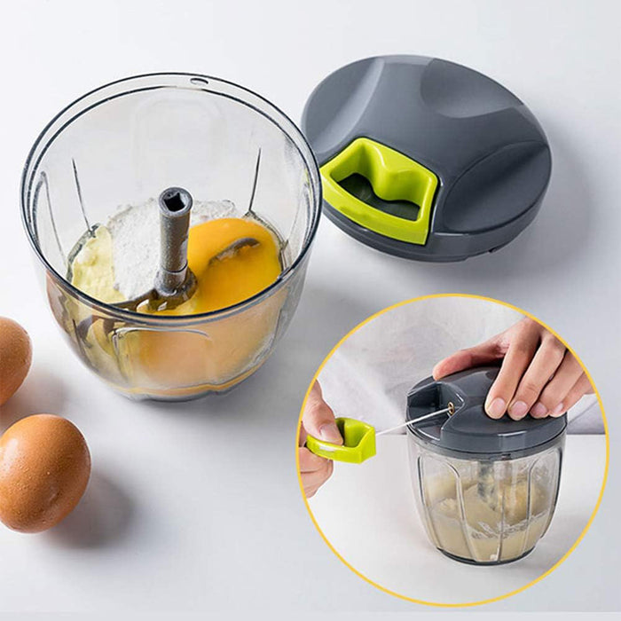 Manual Pull-String Garlic Chopper with 420 Steel Blades