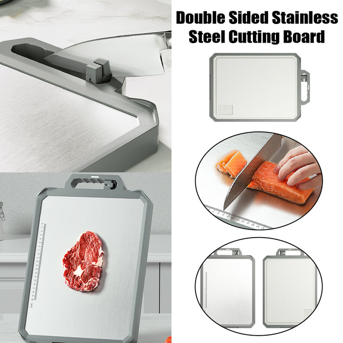 Stainless Steel Double Sided Cutting Board With Ruler